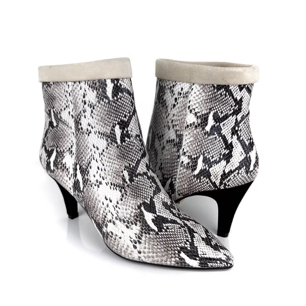 42 Gold Ojai Snakeskin Print Pointed Toe Heeled Leather Ankle Boot-Size 6.5 NWOB